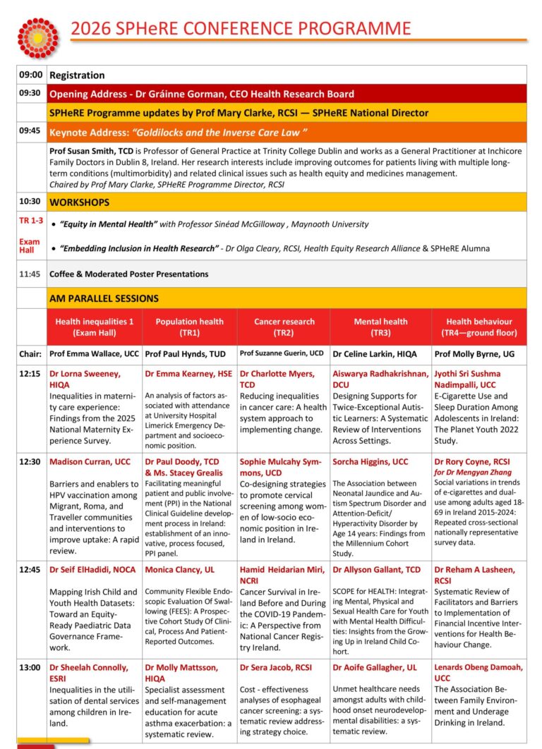 SPHeRE Network 12th Annual Conference Programme | The SPHeRE Programme ...